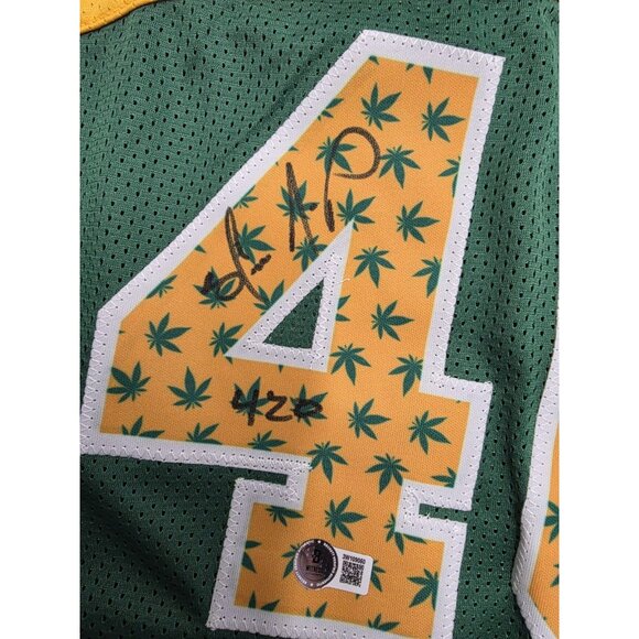 Shawn Kemp Autographed Seattle Supersonics Pot Leaf Jersey XL - Beckett Auth - Picture 2 of 5